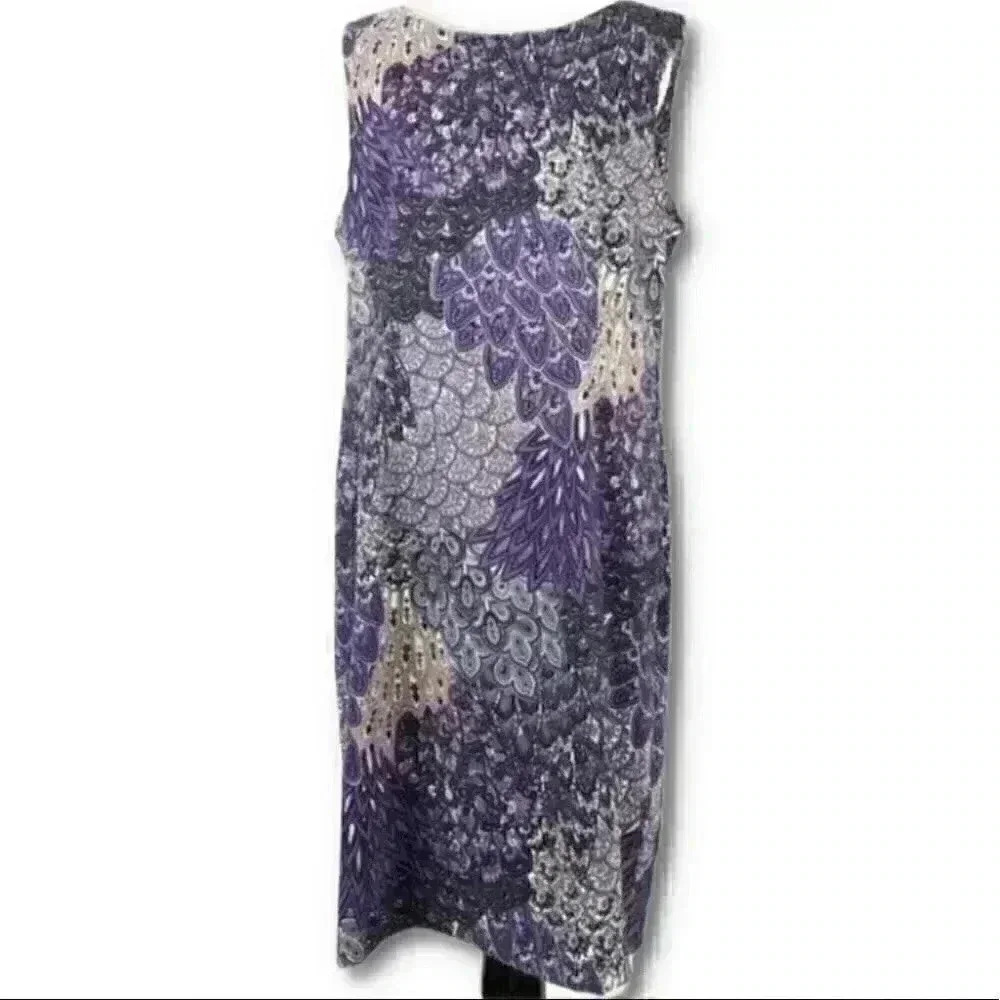 Connected apparel dress size 16 purple multicolored paisley sleeveless pencil - Picture 1 of 8